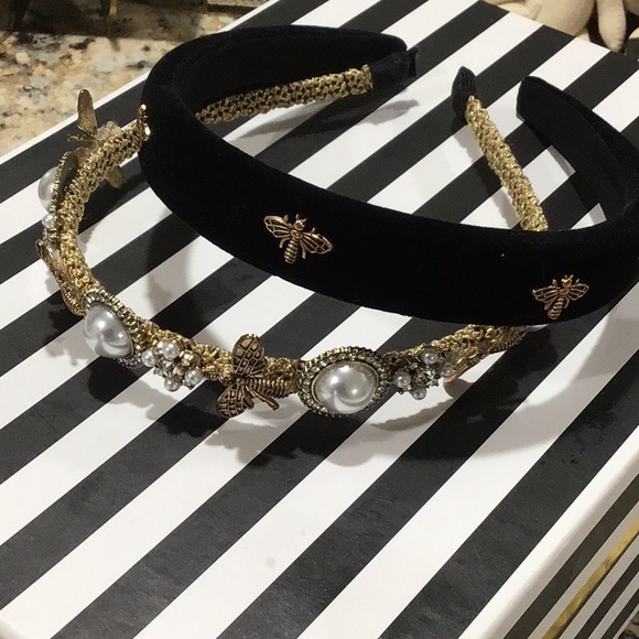 Bee Pearl Rhinestone gold and Black Bee Headbands (both are new) - Picture 2 of 7